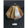 Image 1 : Vintage Tiffany Style Panel Glass Lamp Shade. A few smaller panels are cracked. 14" Diam. Approx. 11