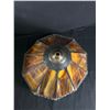 Image 2 : Vintage Tiffany Style Panel Glass Lamp Shade. A few smaller panels are cracked. 14" Diam. Approx. 11