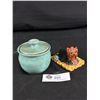 Image 1 : 3" H Studio Pottery Bowl w/ Lid & 2003 3.5"L  Royal Doulton Yorkshire Terrier Figurine
