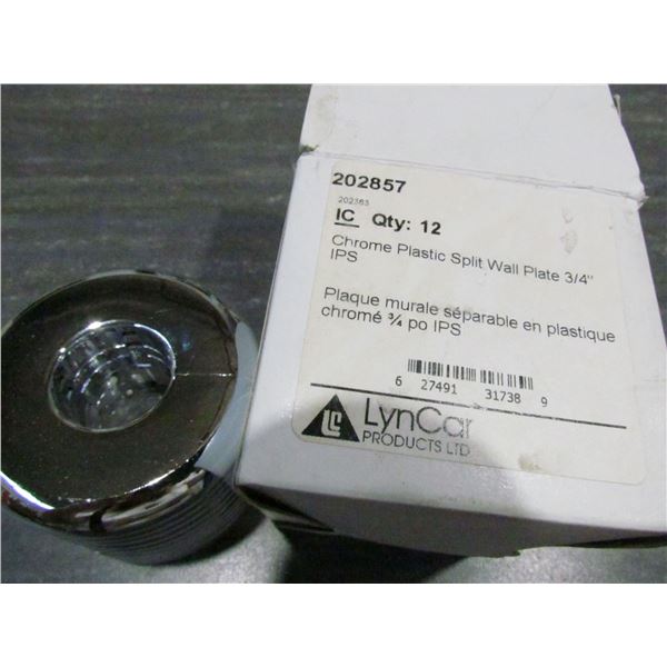 CHROME PLASTIC SPILT WALL PLATES 3/4 IPS, QTY 12