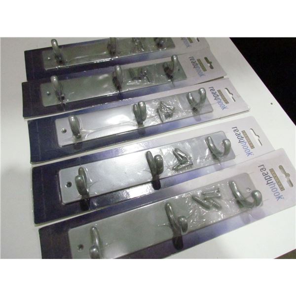 5 QTY. 3 PRONG BAR HOOKS, NICKEL FINISH