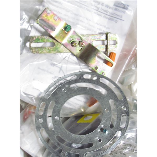 BIN OF ELECTRICAL LIGHTING MOUNTING HARDWARE