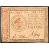 Image 2 : Continental Currency. CC-91,  January 14th, 1779. Five Dollars. PMG graded AUS3