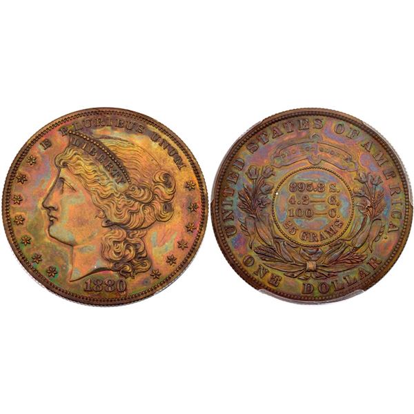 1880 Pattern Goloid Metric Dollar Judd-1646  R6- PCGS graded PR62 Brown