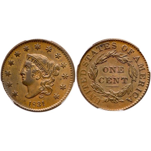 1831 N-7 R1 Large Letters, PCGS graded MS63 Brown