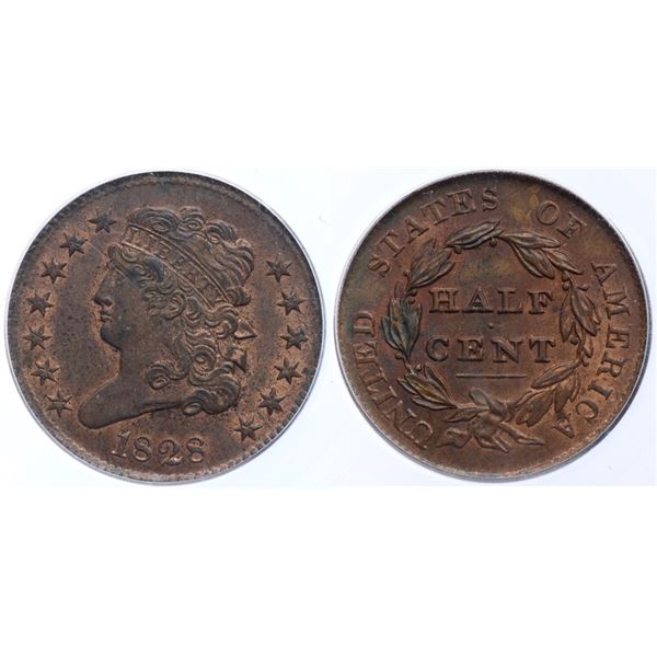 1828 C-3 R1 13-Star Obverse, PCGS graded MS62 Red & Brown