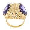 Image 8 : Vintage Victorian Revival 14k Gold Dual Amethyst Bead Work Twin Heart Dome Ring
