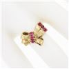 Image 3 : Vintage Retro 10k Yellow Gold Round Brilliant Red Stone Polished Bow Ribbon Ring