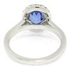 Image 7 : Petite 14k White Gold 1.58 ctw Violet Blue Oval Tanzanite Round Diamond Halo Rin
