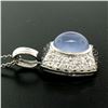 Image 4 : 14K White Gold 4.31 ctw Oval Chalcedony White & Black Diamond 16" Pendant Neckla