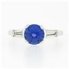 Image 5 : Vintage Platinum 1.48 ctw Round Sapphire Solitaire Diamond 3 Stone Engagement Ri