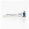 Image 6 : Vintage Platinum 1.48 ctw Round Sapphire Solitaire Diamond 3 Stone Engagement Ri