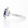 Image 6 : NEW 14k White Gold 2.95 ctw Oval Blue Violet Tanzanite w/ Round Diamond Halo Rin