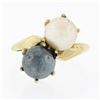 Image 4 : Estate 14K Gold 7.3mm Black & White Dual Cultured Pearl Polished Bypass Ring