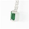 Image 5 : NEW 14K White Gold 0.42 ctw Emerald Cut Emerald Petite Solitaire Pendant Necklac