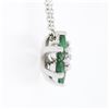 Image 3 : NEW 14k White Gold 0.83 ctw Diamond & Emerald Halo Flower Cluster Pendant Neckla