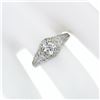 Image 3 : Vintage 14k White Gold 0.68 ctw Old Cut Diamond Solitaire Filigree Engagement Ri