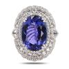 Image 2 : 12.78 ctw Tanzanite and 2.12 ctw Diamond Platinum Ring (GIA CERTIFIED)