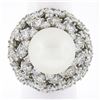 Image 1 : Large Vintage Handmade Platinum 14mm Pearl w/ 6.57 ctw Diamond Wire Work Dome Ri