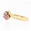 Image 5 : Antique Victorian 18K Gold 1.18 ctw Diamond & European Pink Sapphire 3 Stone Rin