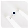 Image 3 : NEW Petite 14k White Gold 0.25 ctw Square Step Cut Bezel Sapphire Solitaire Ring