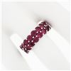 Image 3 : 14K White Gold Round Brilliant Red Stone Dual Row Eternity Wide Band Ring Sz 6
