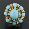 Image 2 : Vintage 14k Gold 0.52 ctw Cabochon Turquoise & Diamond Handmade Wire Work Ring