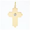 Image 1 : Vintage 14k Yellow Gold Wide Polished 0.15 ctw Bezel Diamond Cross Charm Pendant