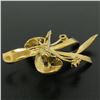 Image 5 : Vintage 18k Yellow Gold Multi Ribbon Sapphire and Pearl Elegant Pin Brooch