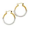 Image 4 : New 14K Yellow & White Gold Plain Puffed Polished Hoop Earrings w/ Twisted Top