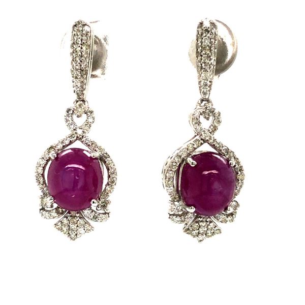 Platinum Ruby Star Diamond Earrings