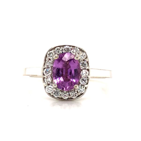 Unheated Deep Pink Sapphire & Diamond Ring