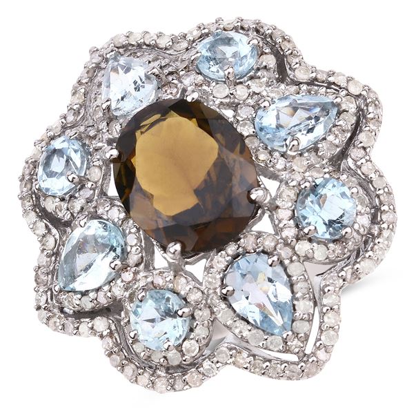 Green Tourmaline & Aqua Cocktail Ring