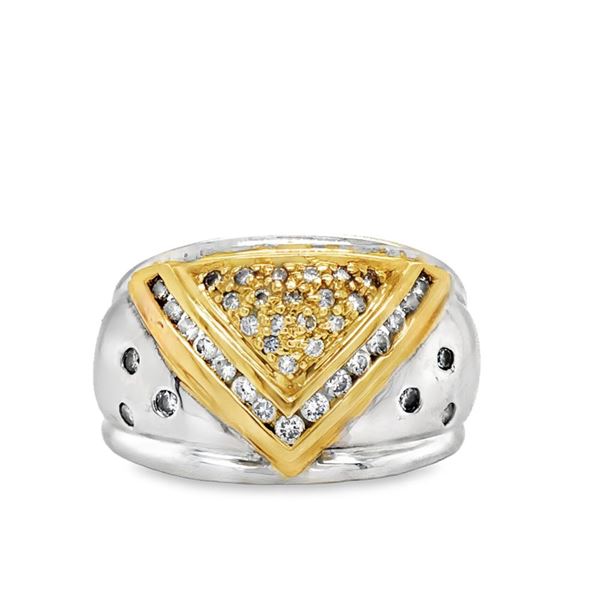 Diamond Triangle (AA) Tapered White & Gold Ring