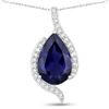 Image 1 : Deep Blue Gem Iolite and Diamond Halo Pendant