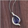 Image 3 : Deep Blue Gem Iolite and Diamond Halo Pendant