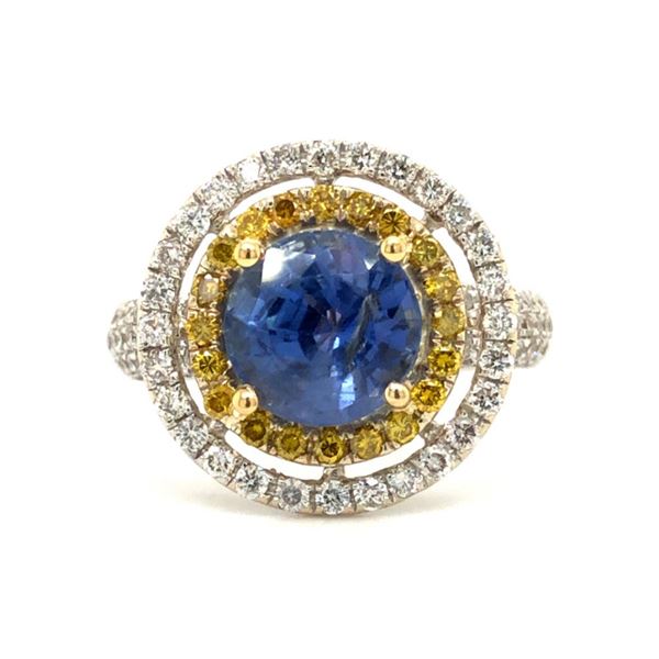 GIA Certified Natural Blue Sapphire & Diamond Ring