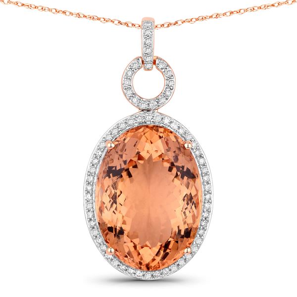 25.13 Carat Morganite and Diamond Pendant - BIG