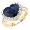 Image 1 : Deep Blue Sapphire & Diamond Ring - Heart Shape