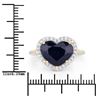 Image 3 : Deep Blue Sapphire & Diamond Ring - Heart Shape