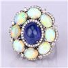 Image 2 : Tanzanite, Opal, and Diamond Chunky Flower Ring