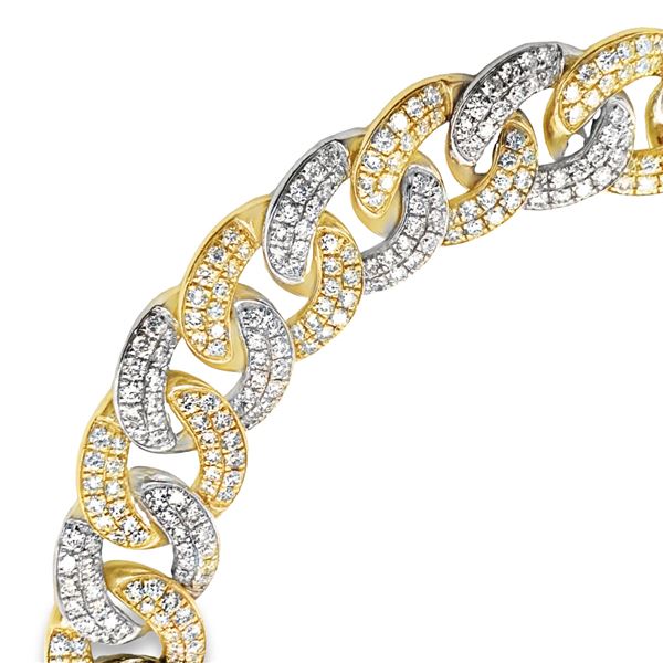 Cuban Diamond Pave Bracelet White and Yellow Gold