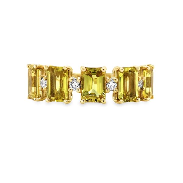 Natural Yellow Sapphire and Diamond Band