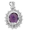 Image 3 : Checkerboard Cut Amethyst and Diamond Pendant