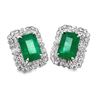 Image 1 : Platinum Diamond & Emerald PostEarrings