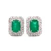 Image 2 : Platinum Diamond & Emerald PostEarrings