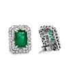 Image 3 : Platinum Diamond & Emerald PostEarrings