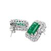 Image 4 : Platinum Diamond & Emerald PostEarrings