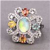 Image 2 : Opal, Multi-Colored Sapphire and Diamond Ring