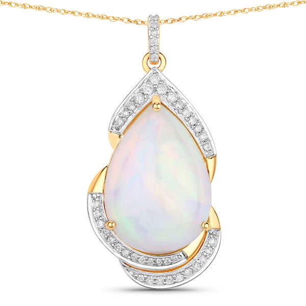 Ethiopian Opal & Diamond Pendant